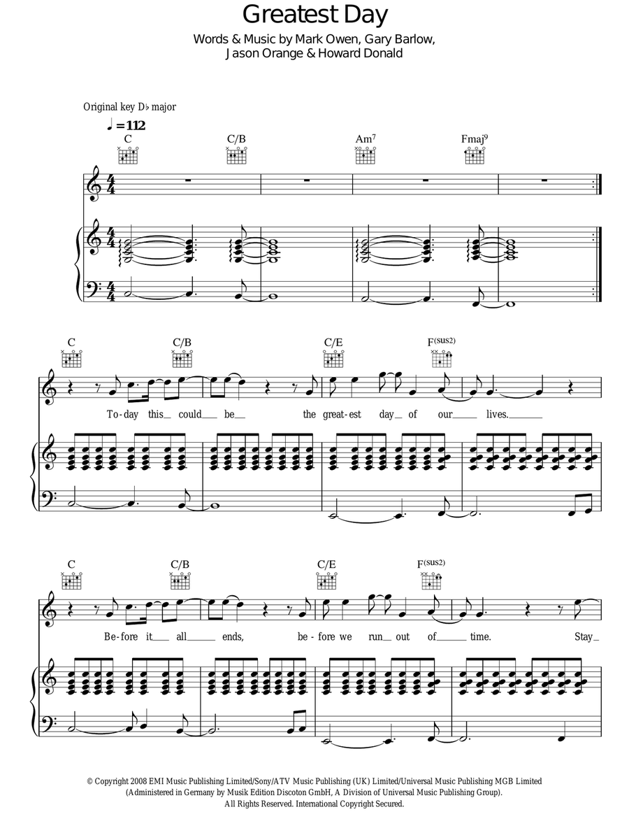 Greatest Day Acoustic Guitar scores gallery preview page 1