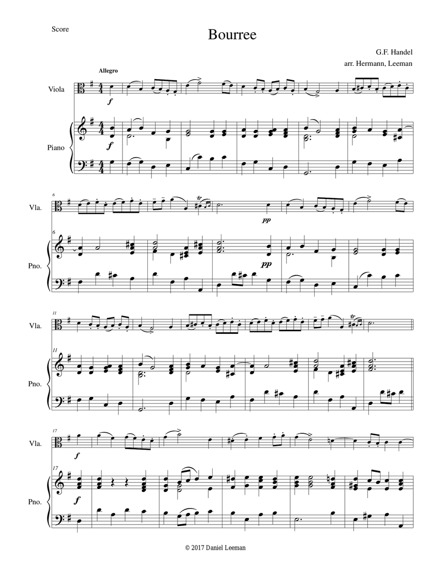 Bourree for Viola & Piano Viola scores gallery preview page 2