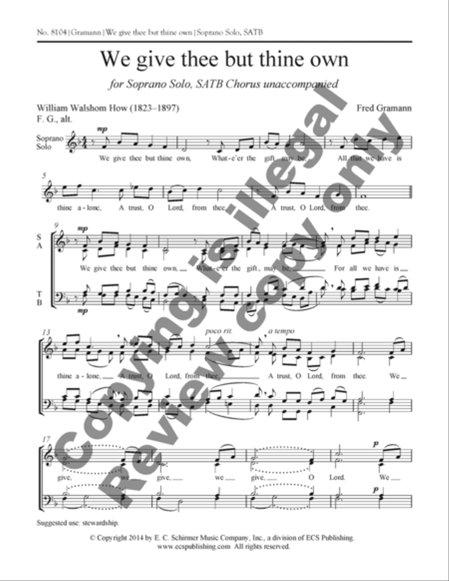 We give thee but thine own 4-Part scores gallery preview page 6