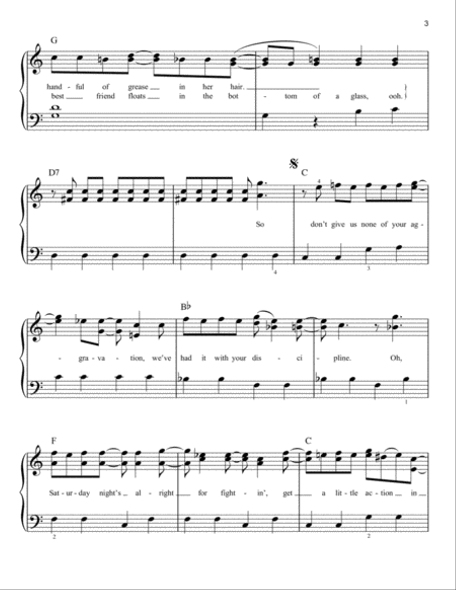 Saturday Night's Alright (For Fighting) (from Rocketman) Easy Piano scores gallery preview page 3