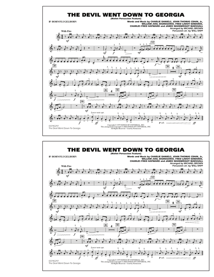 The Devil Went Down to Georgia - Bb Horn/Flugelhorn Marching Band scores gallery preview page 1