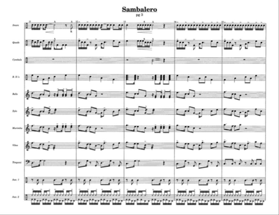 Sambalero w/Tutor Tracks Percussion Ensemble scores gallery preview page 5