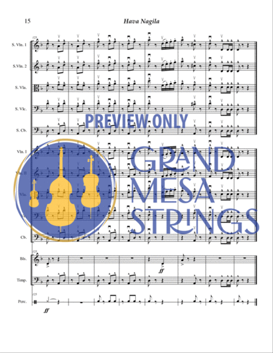 Hava Nagila Hava Nagila String Orchestra scores gallery preview page 16