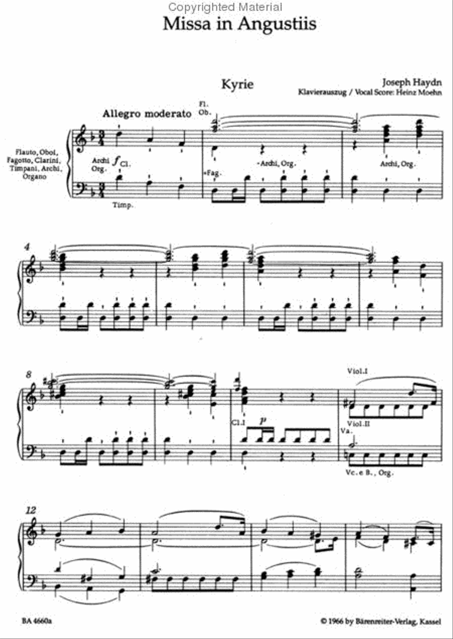 Missa in angustiis Hob.XXII:11 'Nelson Mass' 4-Part scores gallery preview page 2