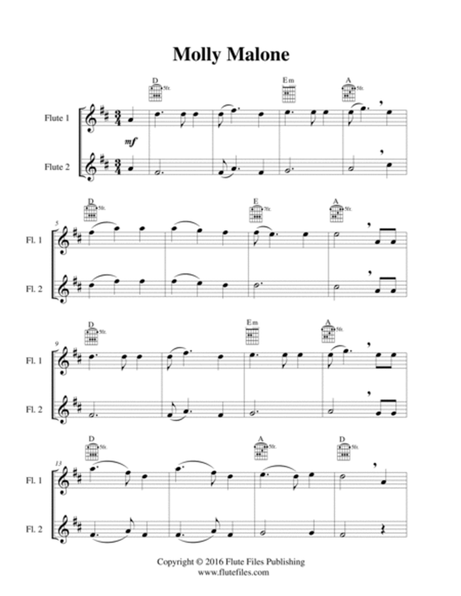 Molly Malone - Flute Duet with Guitar Chords image number null