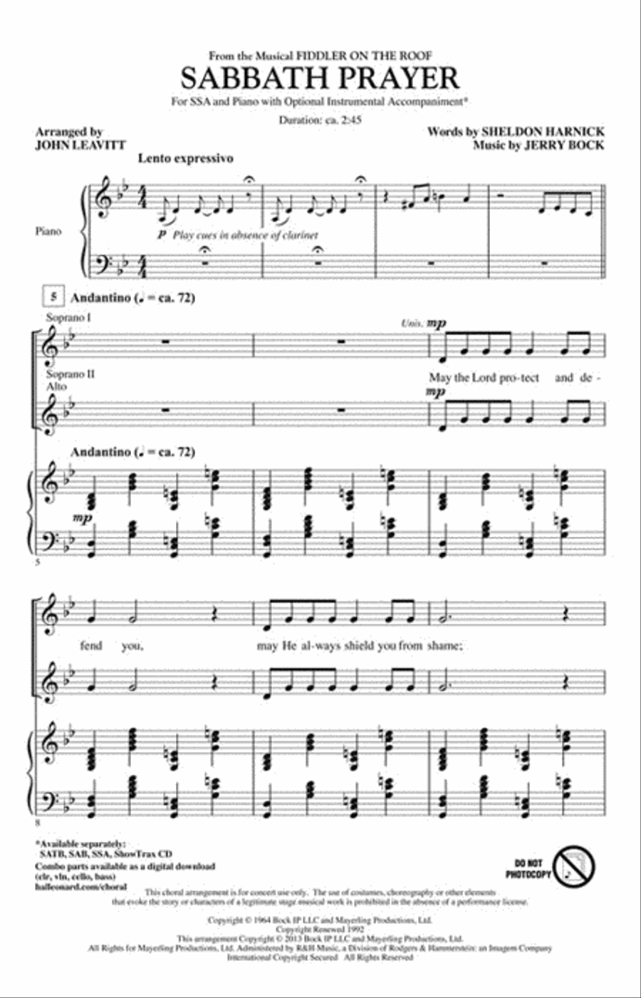 Sabbath Prayer SSA scores gallery preview page 2
