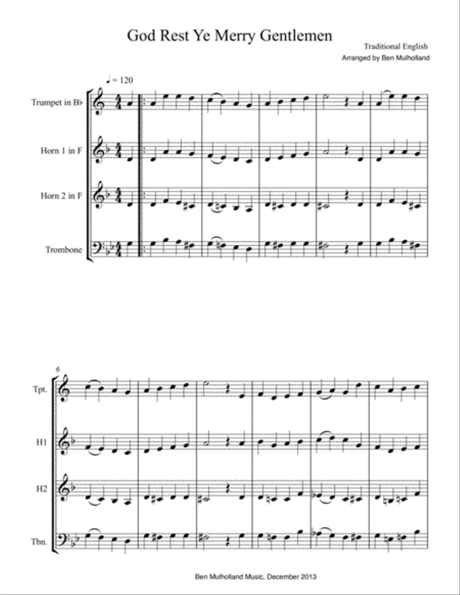 God Rest Ye Merry Gentlemen Brass Ensemble scores gallery preview page 1