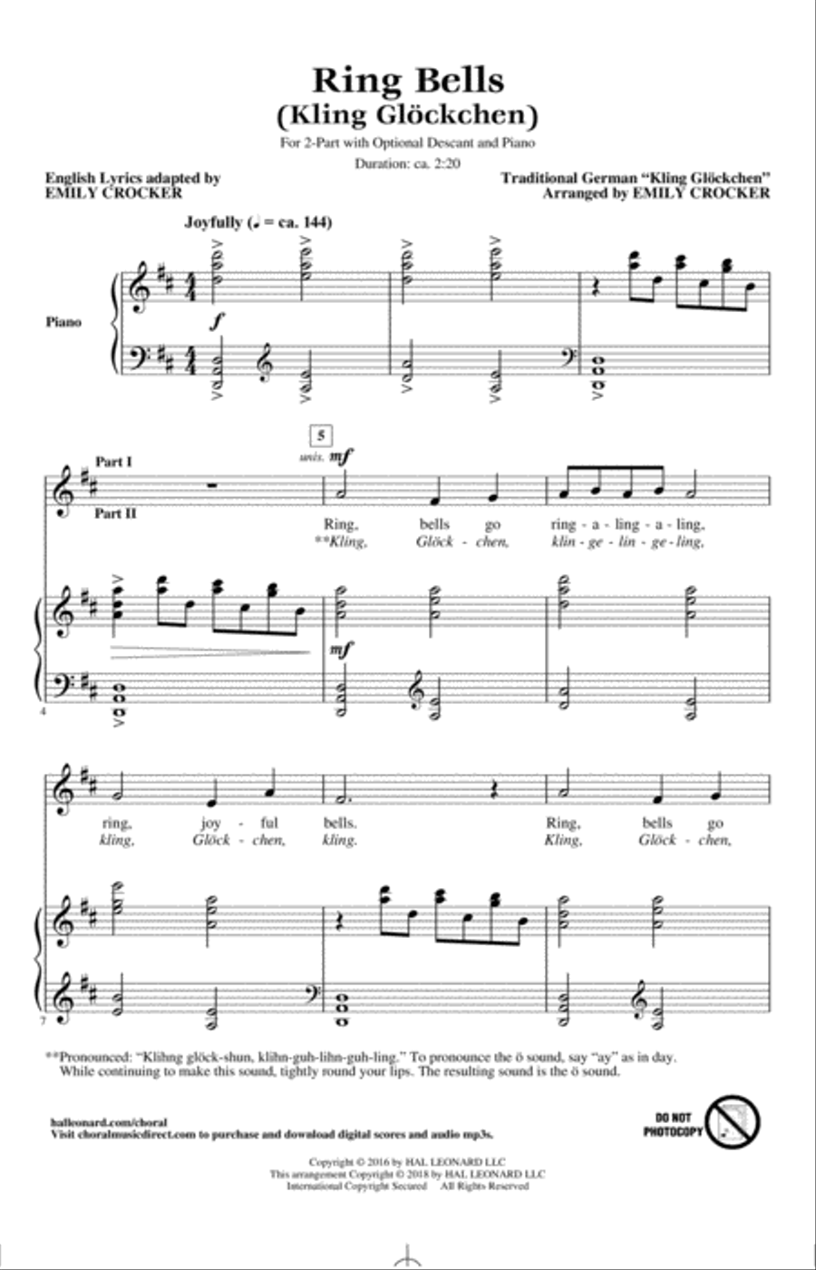 Ring Bells (Kling Glockchen) 2-Part scores gallery preview page 1