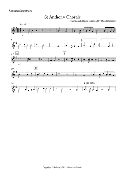 St Anthony Chorale for Saxophone Quartet image number null