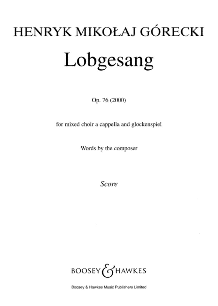Lobgesang, Op. 76 (2000) Lobgesang, Op. 76 (2000) Divisi scores gallery preview page 1