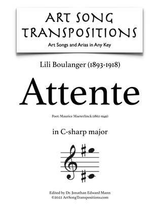 Book cover for BOULANGER: Attente (transposed to C-sharp major)