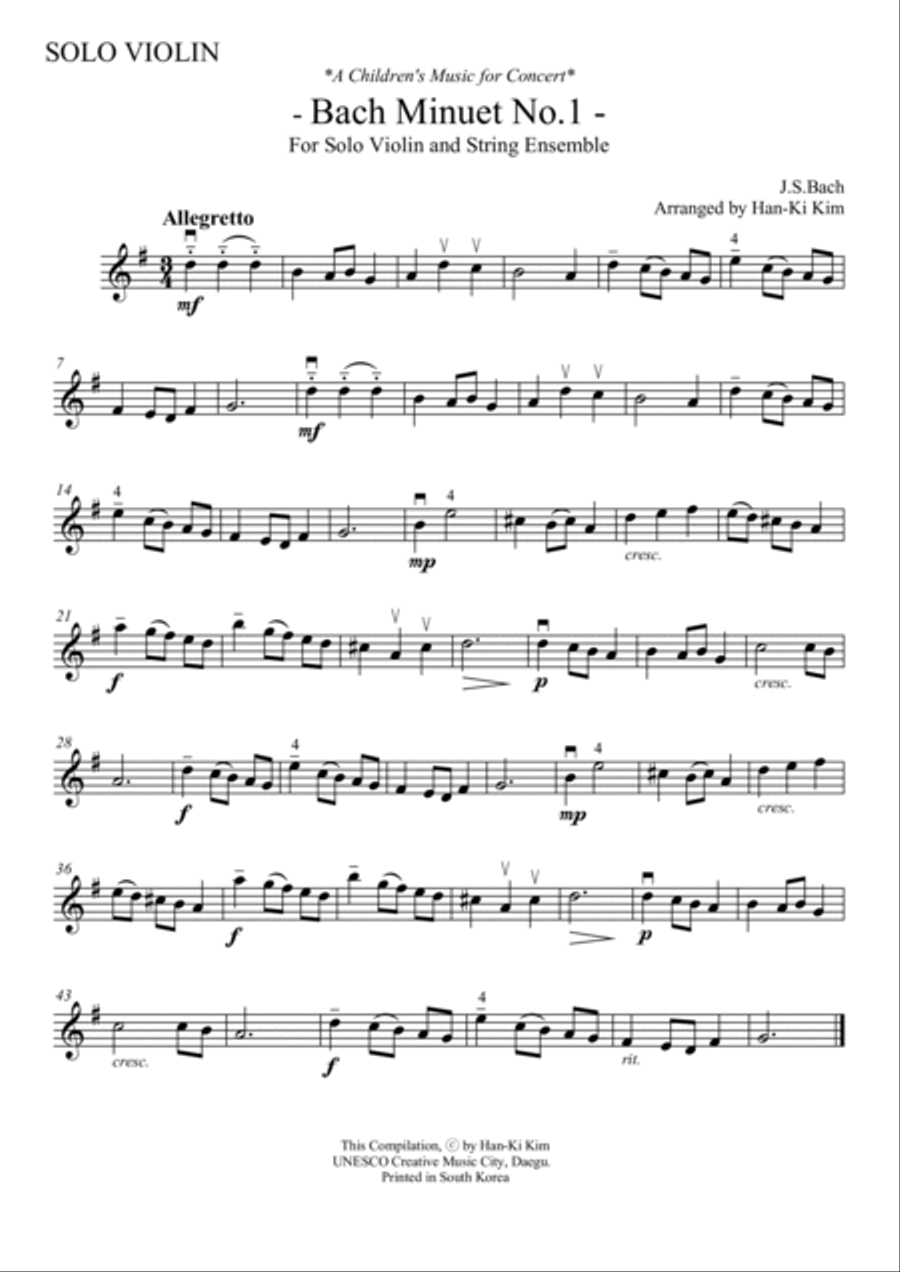 Bach Minuet No.1.2.3 (For Violin and Strings) Small Ensemble scores gallery preview page 3