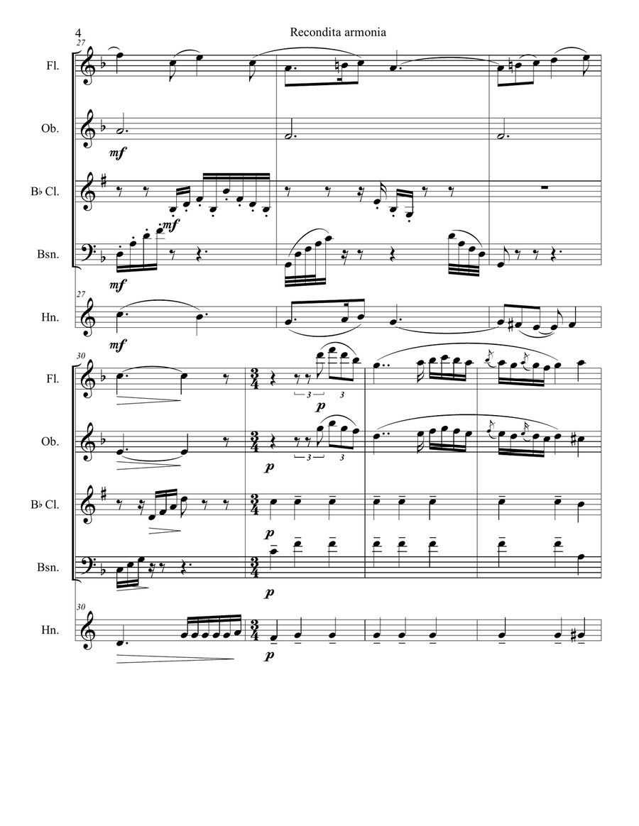 Recondita armonia - Tosca Woodwind Quintet scores gallery preview page 4