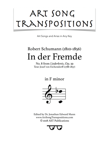 SCHUMANN: In der Fremde, Op. 39 no. 8 (transposed to F minor)