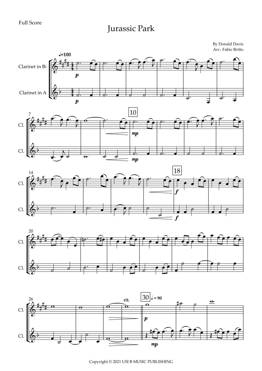 Jurassic Park Iii Clarinet Duet scores gallery preview page 1