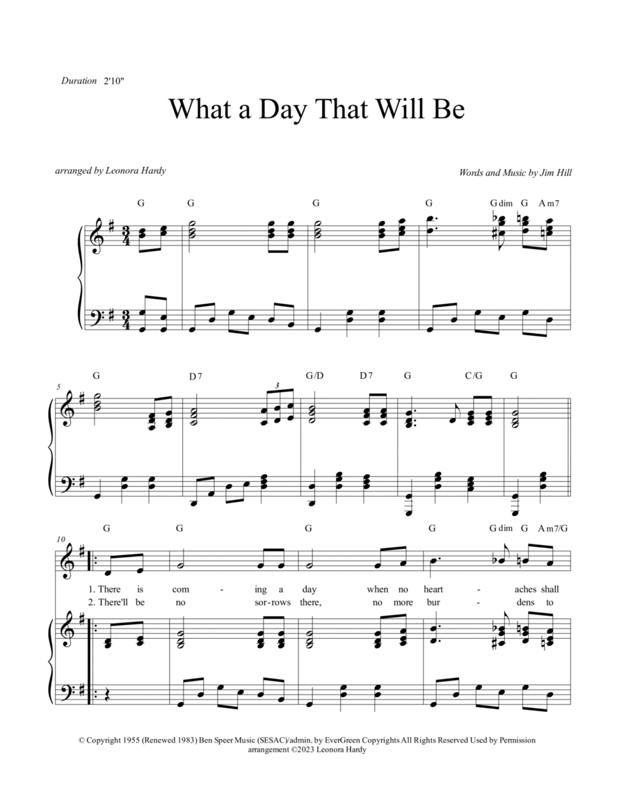 What A Day That Will Be Piano, Vocal, Guitar scores gallery preview page 1
