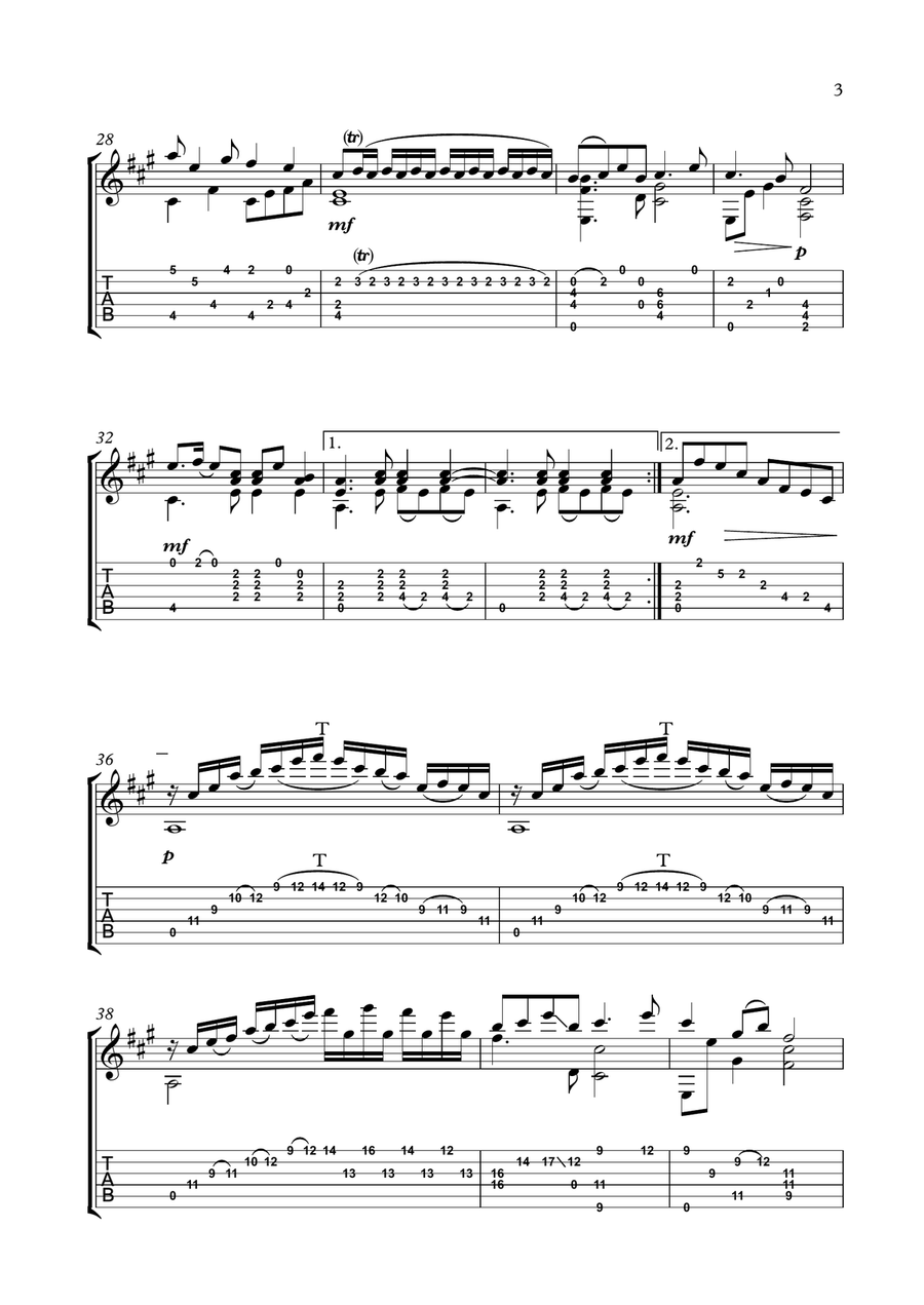 Silver Clouds Chasing The Moon Guitar Tablature scores gallery preview page 3