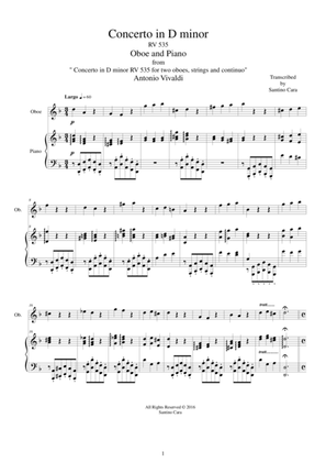 Vivaldi - Concerto in D minor for Oboe and Piano RV 535