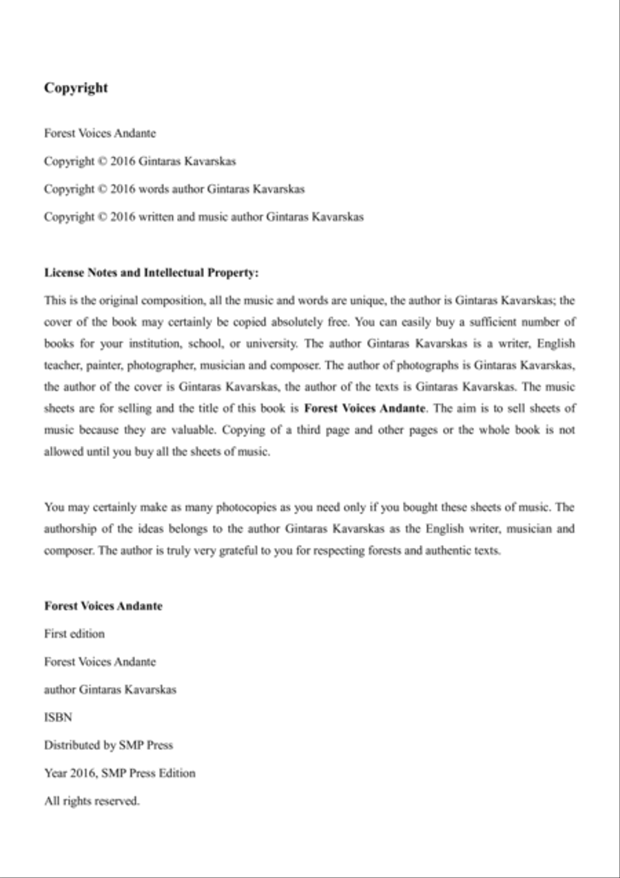 Forest Voices Andante Violin scores gallery preview page 2