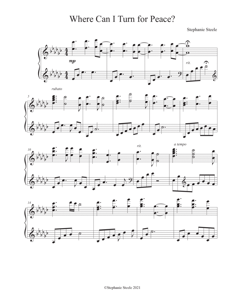 Where Can I Turn for Peace Piano Solo scores gallery preview page 1