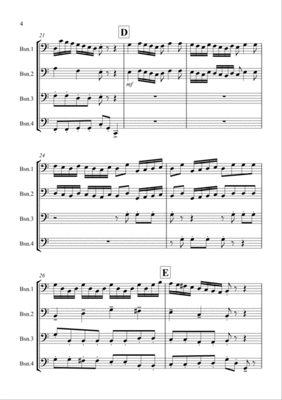Arrival of the Queen of Sheba for Bassoon Quartet Bassoon Quartet scores gallery preview page 4