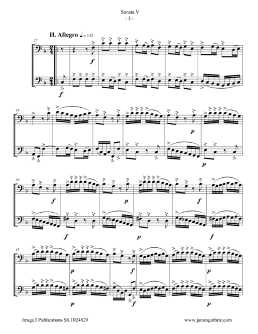 Handel: Sonata No. 5 for Euphonium Duo Brass Duet scores gallery preview page 3