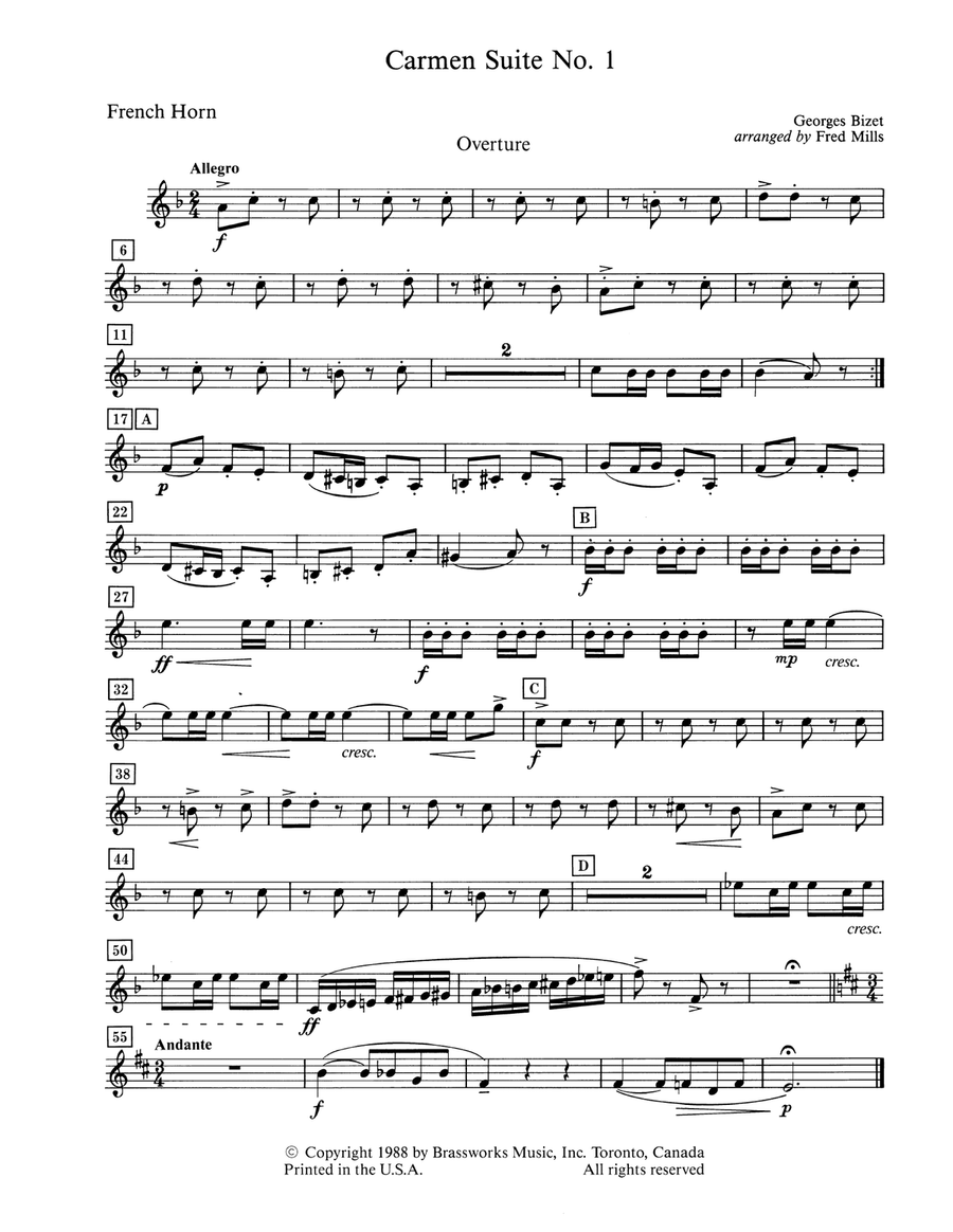 Carmen Suite No. 1 - Horn in F