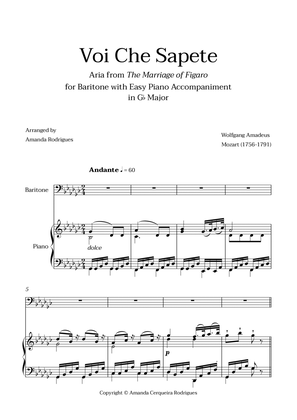 Voi Che Sapete from "The Marriage of Figaro" - Easy Baritone and Piano Aria Duet in Gb Major