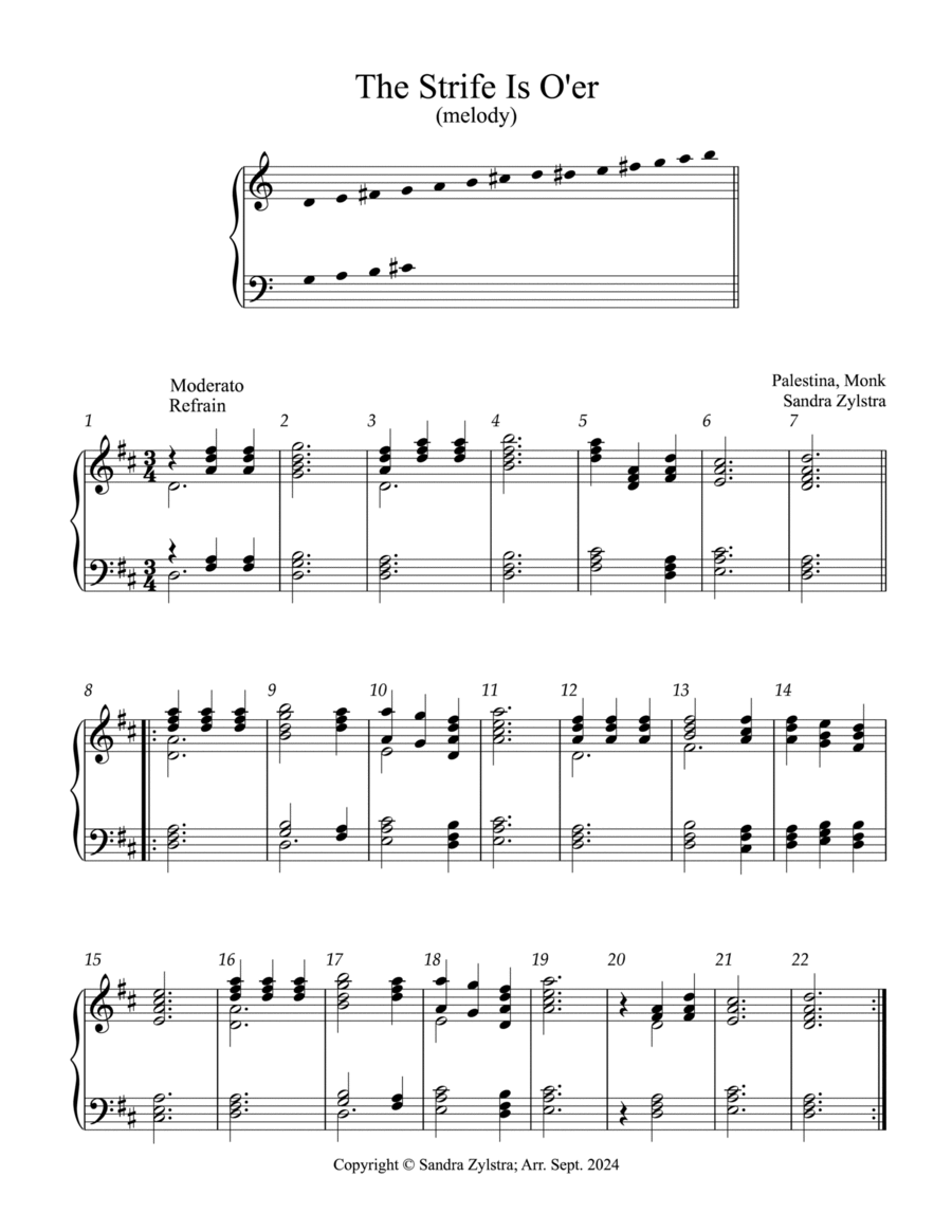 The Strife Is O'er (3 octave handbells) 3-Octaves scores gallery preview page 1