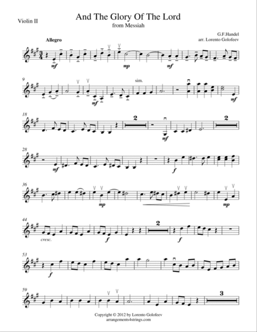 And The Glory from Messiah String Quartet scores gallery preview page 3