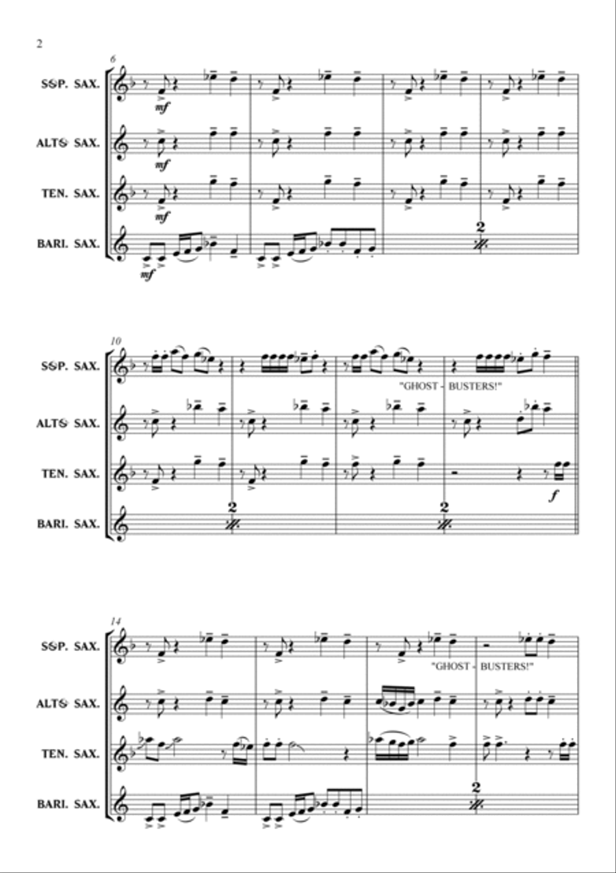 Ghostbusters Saxophone Quartet scores gallery preview page 5