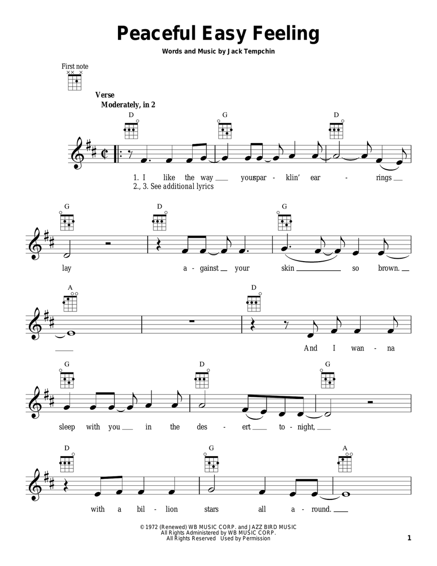 Peaceful Easy Feeling Peaceful Easy Feeling Ukulele scores gallery preview page 1