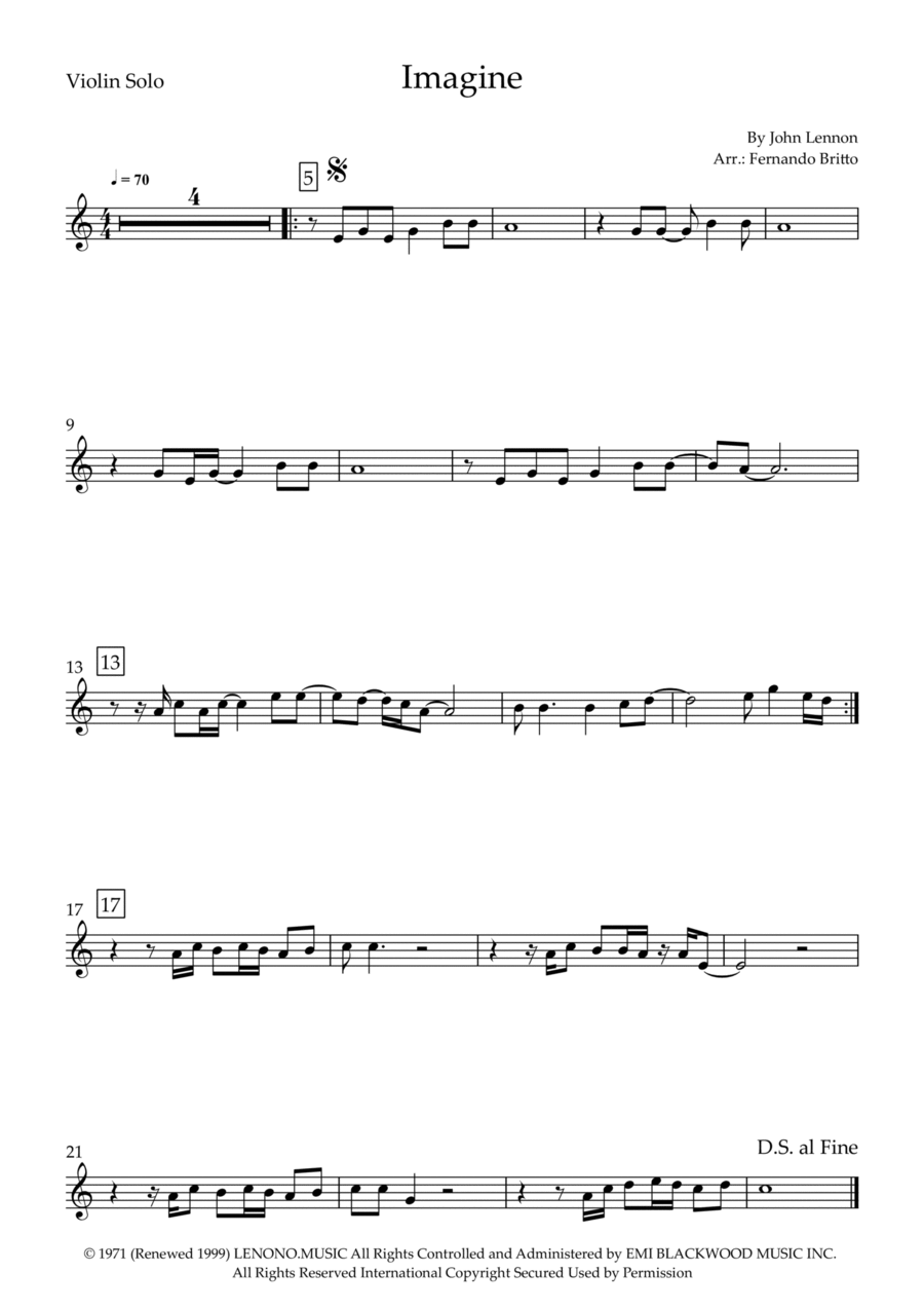 Imagine Imagine Violin Solo scores gallery preview page 1