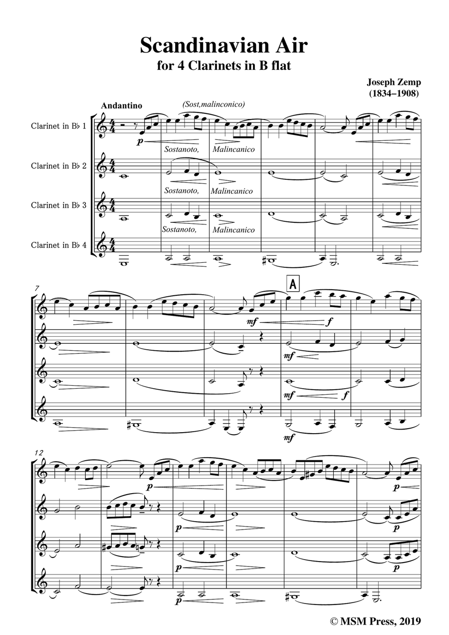 Joseph Zemp-Scandinavian Air,for 4 Clarinets in B flat Clarinet Quartet scores gallery preview page 3