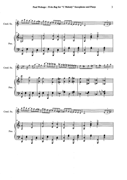 Paul Wehage: Tibo Rag for C melody saxophone and piano