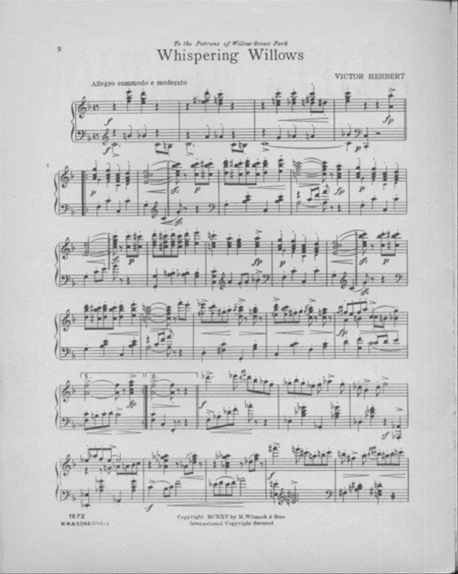 Whispering Willows. Intermezzo Piano Solo scores gallery preview page 2