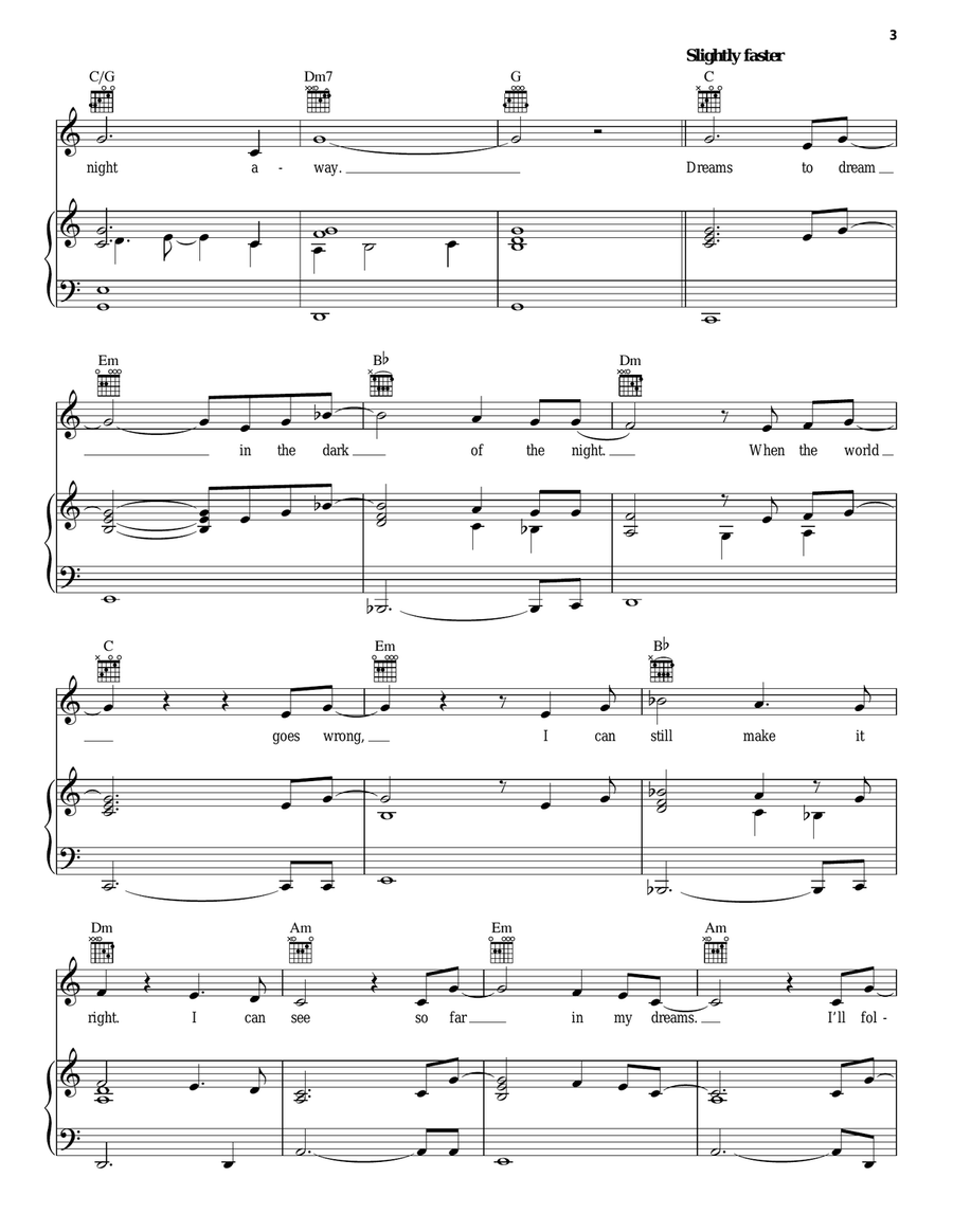 Dreams To Dream (Finale Version) Piano, Vocal, Guitar scores gallery preview page 3