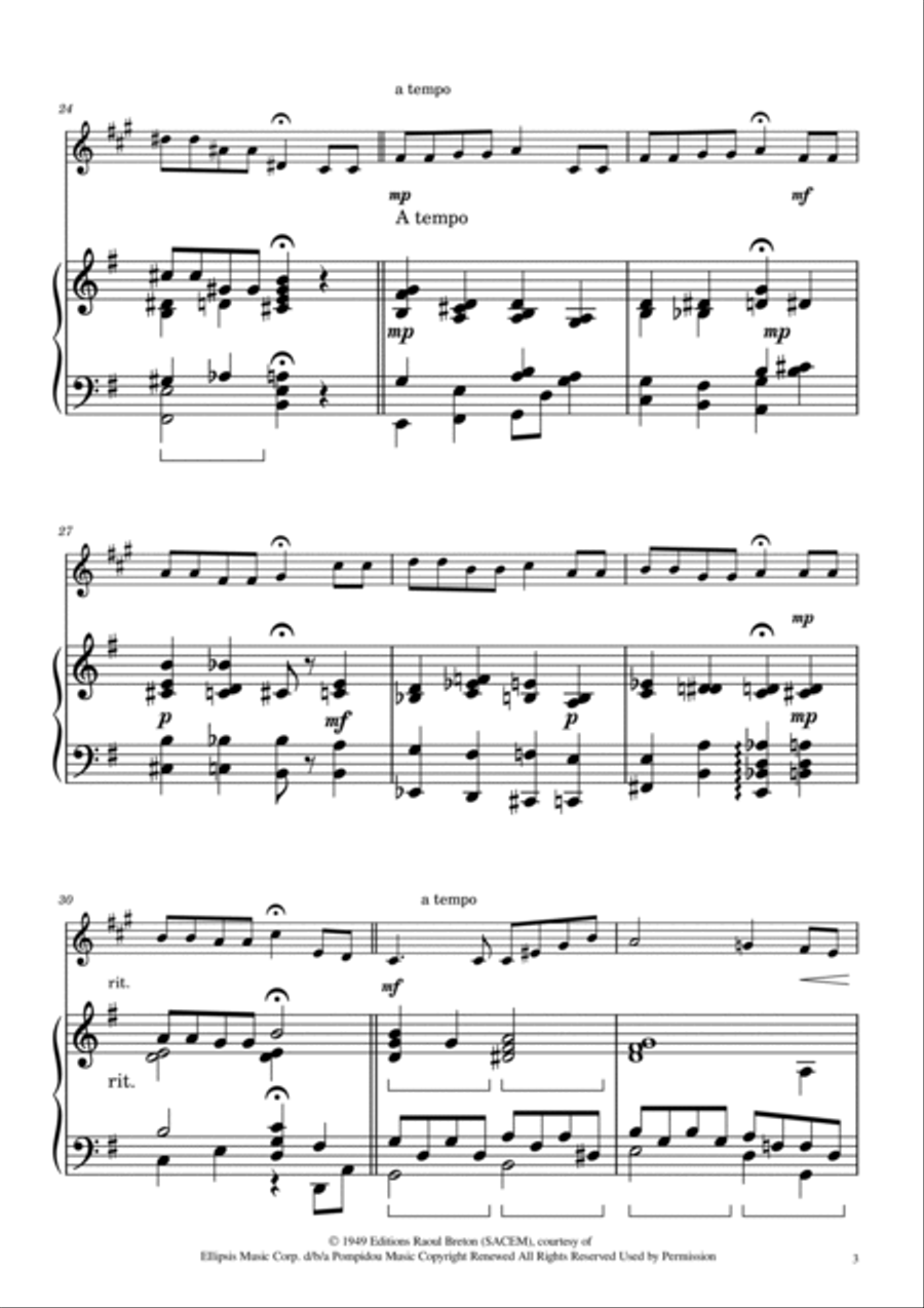 Hymne A L'amour B-Flat Clarinet scores gallery preview page 3