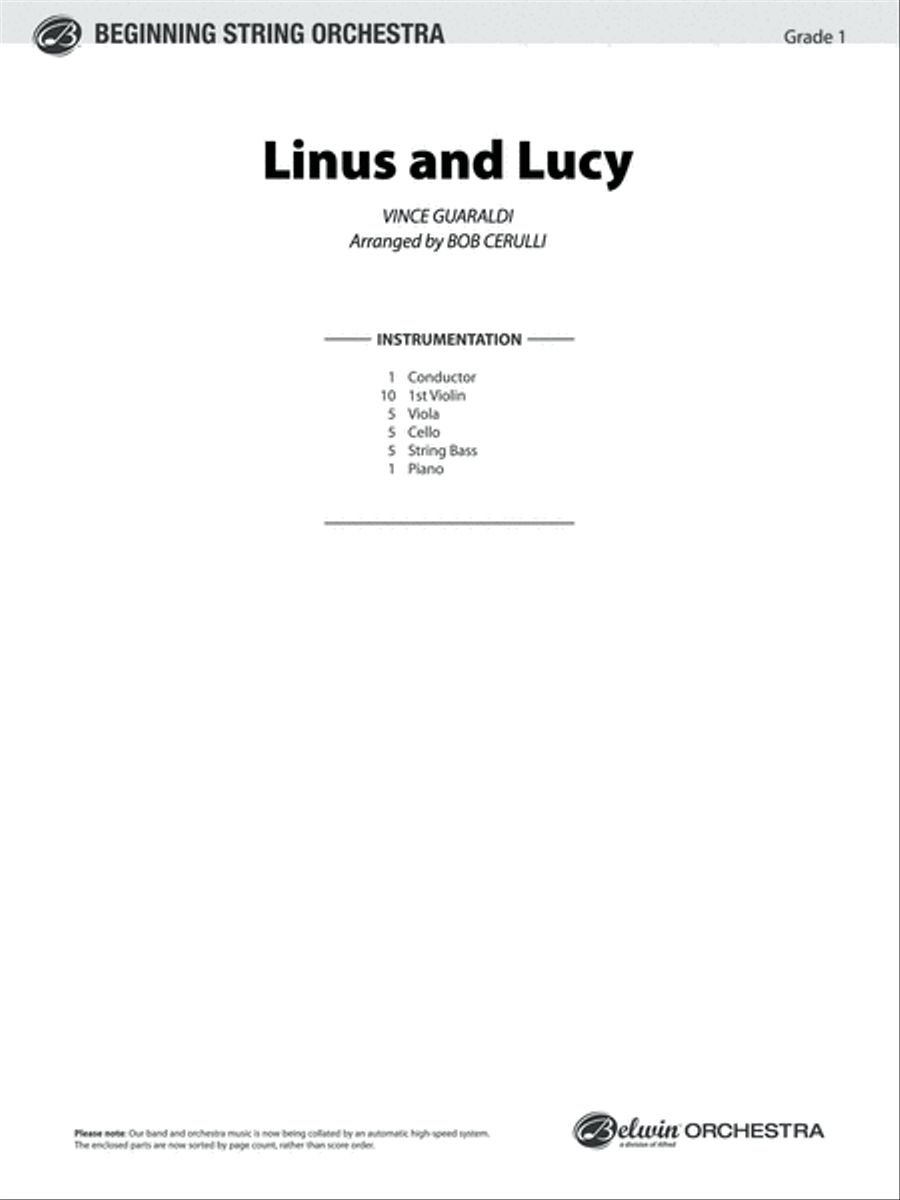 Linus and Lucy: Score String Orchestra scores gallery preview page 1
