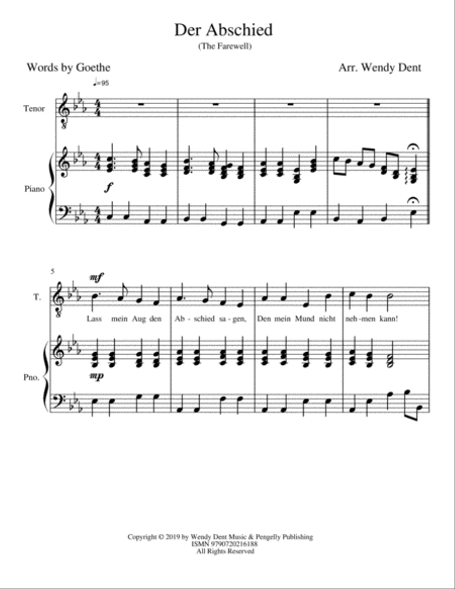 Der Abschied (The Farewell) Tenor Voice scores gallery preview page 1