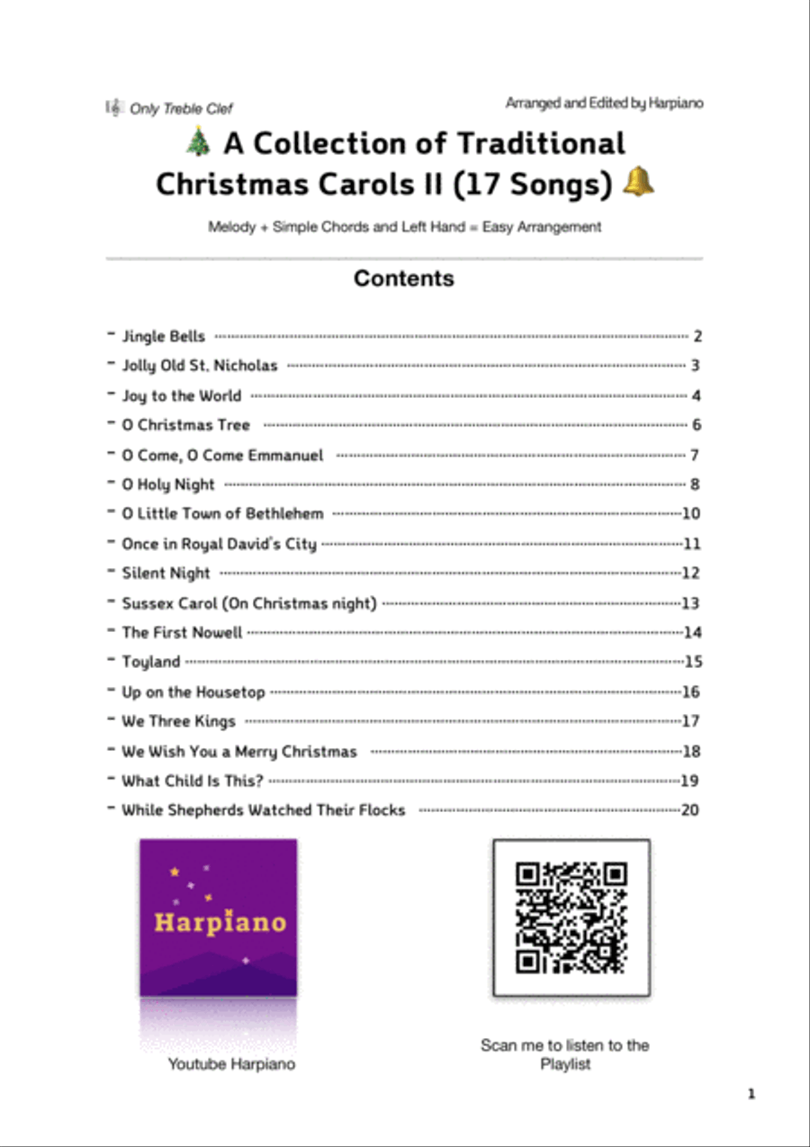 A Collection of Traditional Christmas Carols II (J to W, 17 songs) Handbell Choir scores gallery preview page 1