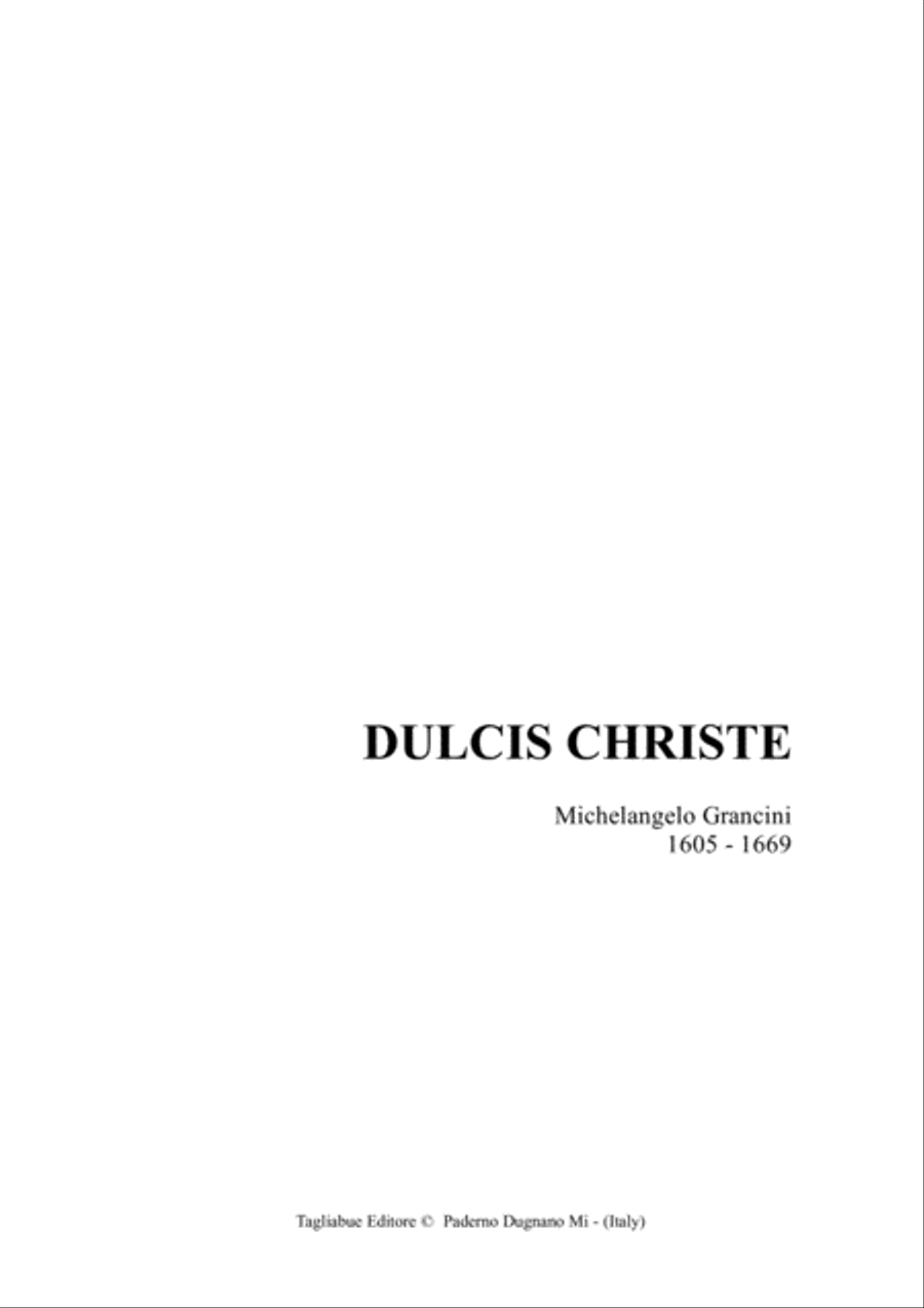 Book cover for DULCIS CHRISTE - Grancini M. - For two female voices, (Choir or Soli), String Quartet and Organ