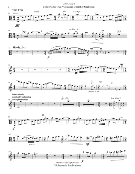 Concerto for Two Violas and Chamber Orchestra by Scott Slapin (PARTS ONLY)
