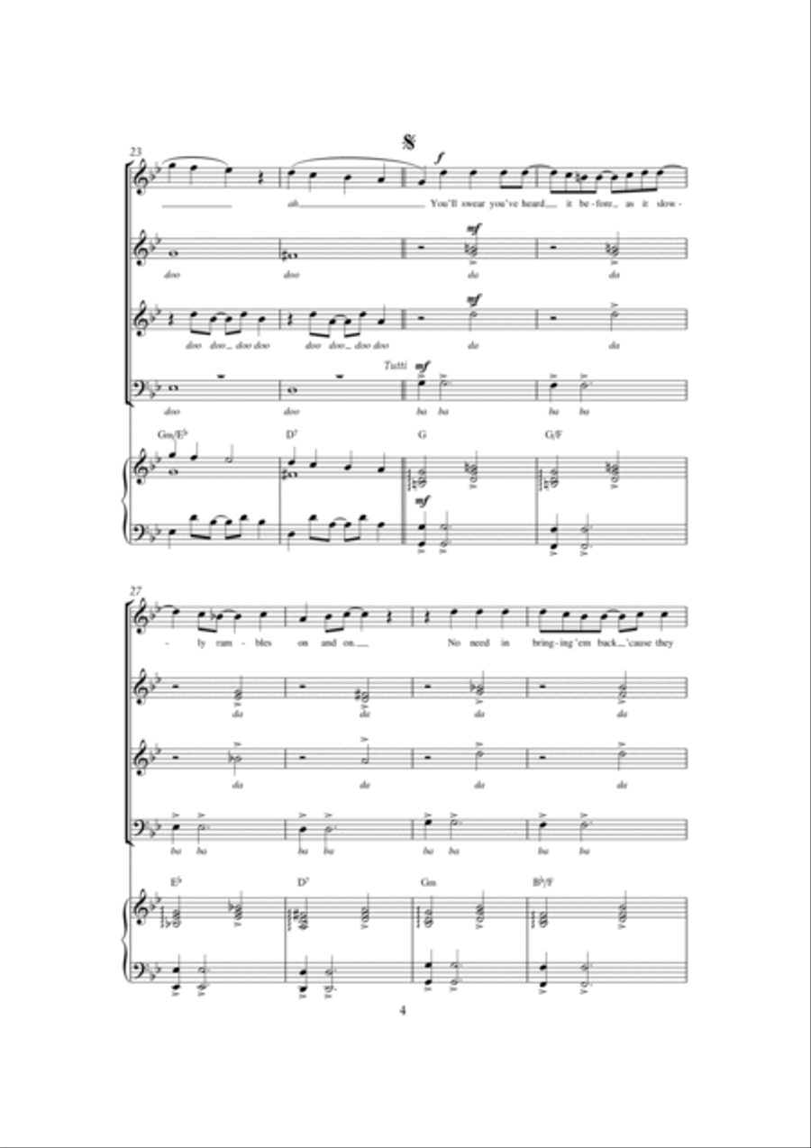 An Old Fashioned Love Song 4-Part scores gallery preview page 4