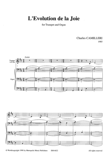 L'Evolution de la Joie for Trumpet and Organ image number null