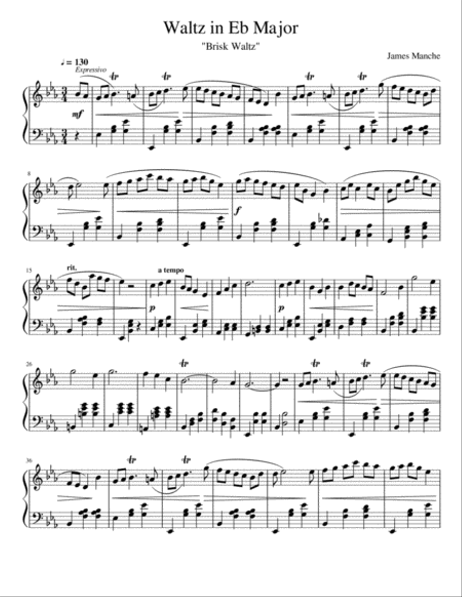 Waltz in E-Flat Major Piano Solo scores gallery preview page 1