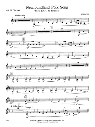 Newfoundland Folk Song: 3rd B-flat Clarinet