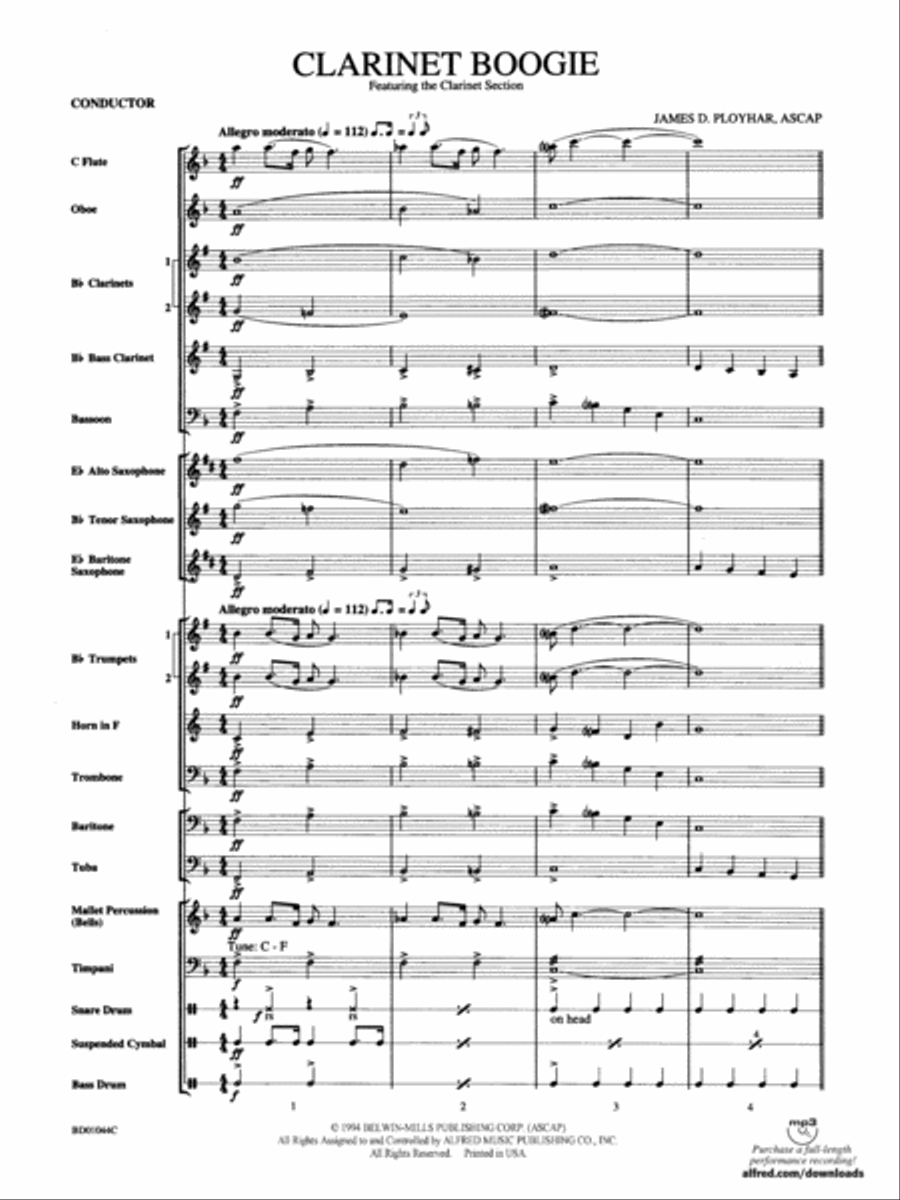 Clarinet Boogie: Score Clarinet Boogie: Score Concert Band scores gallery preview page 3