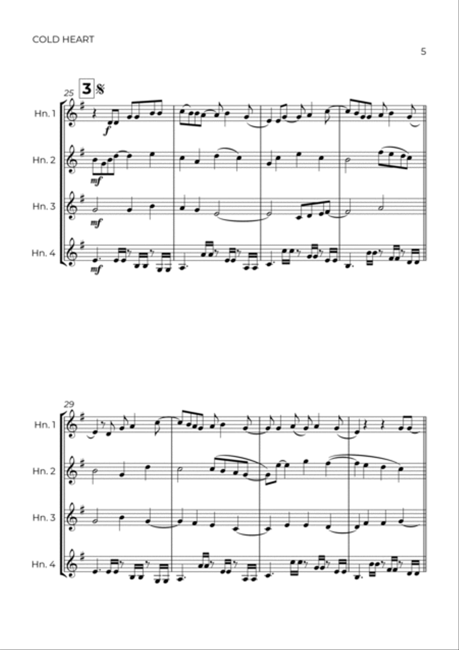 Cold Heart (pnau Remix) Brass Quartet scores gallery preview page 5
