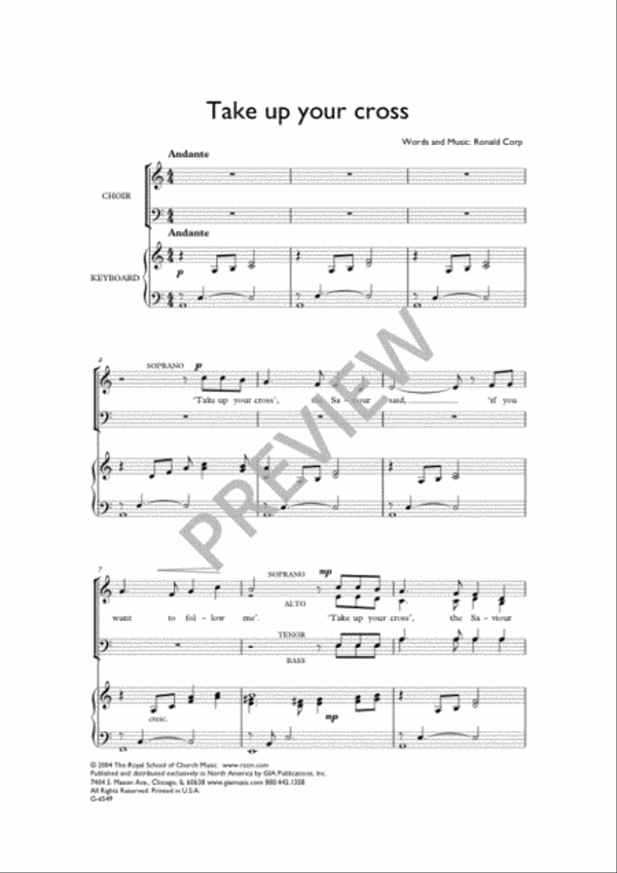 Take Up Your Cross 4-Part scores gallery preview page 3